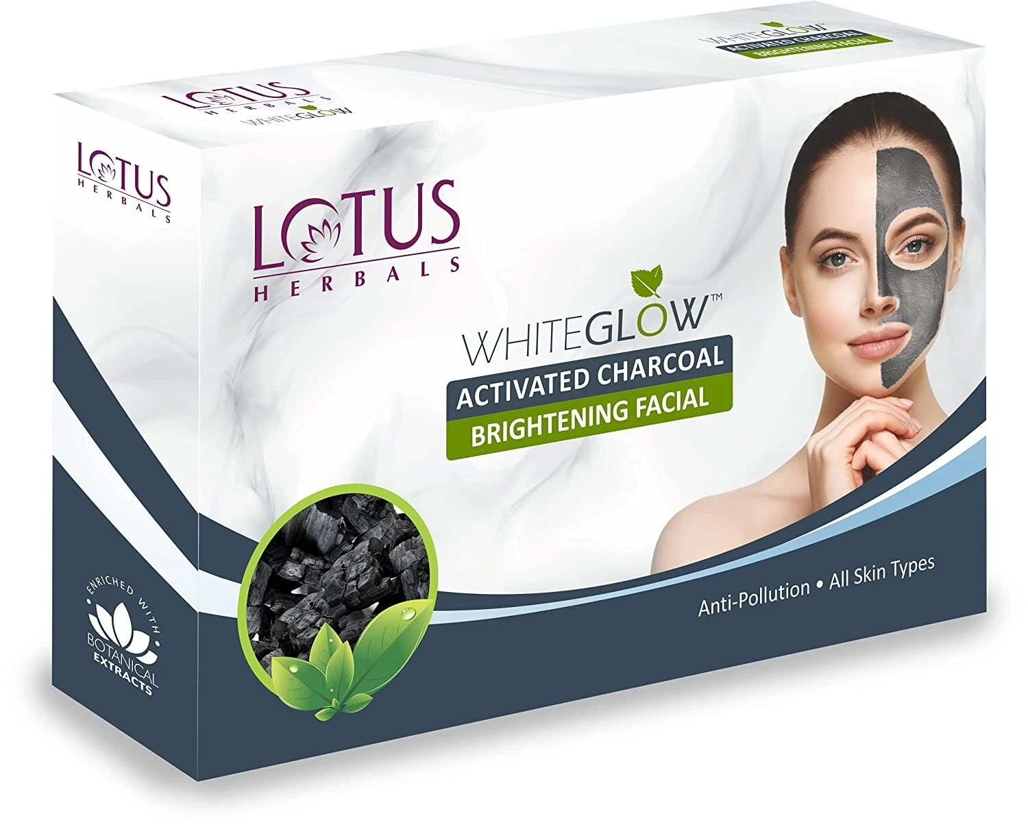 Lotus Herbals WhiteGlow Activated Charcoal Brightening Facial Kit 47Gram