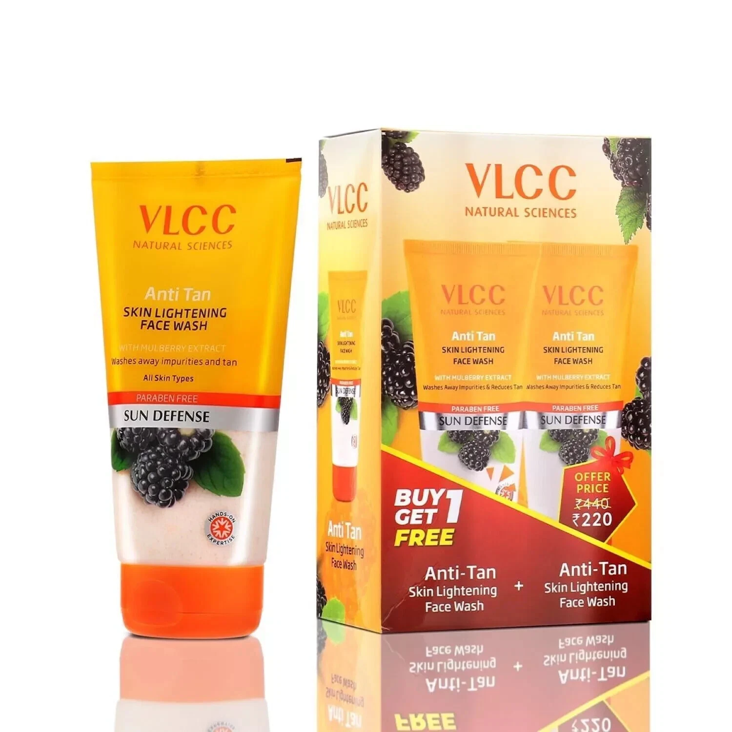 VLCC Anti Tan Skin Lightening Face Wash With Mulberry & Orange Peel 150g+150g