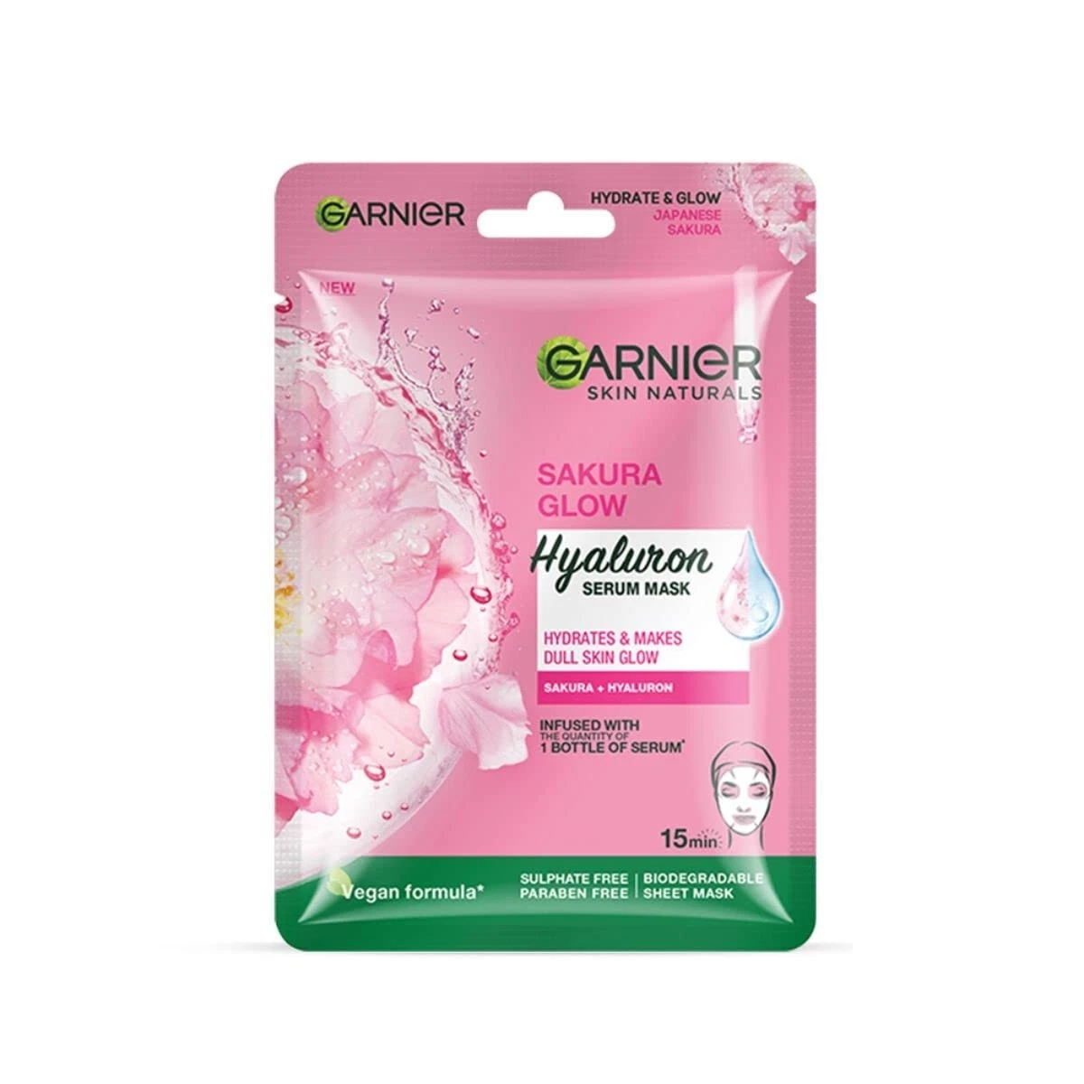 Garnier Skin Naturals Sakura White Face Serum Sheet Mask For Increases Glow 28g