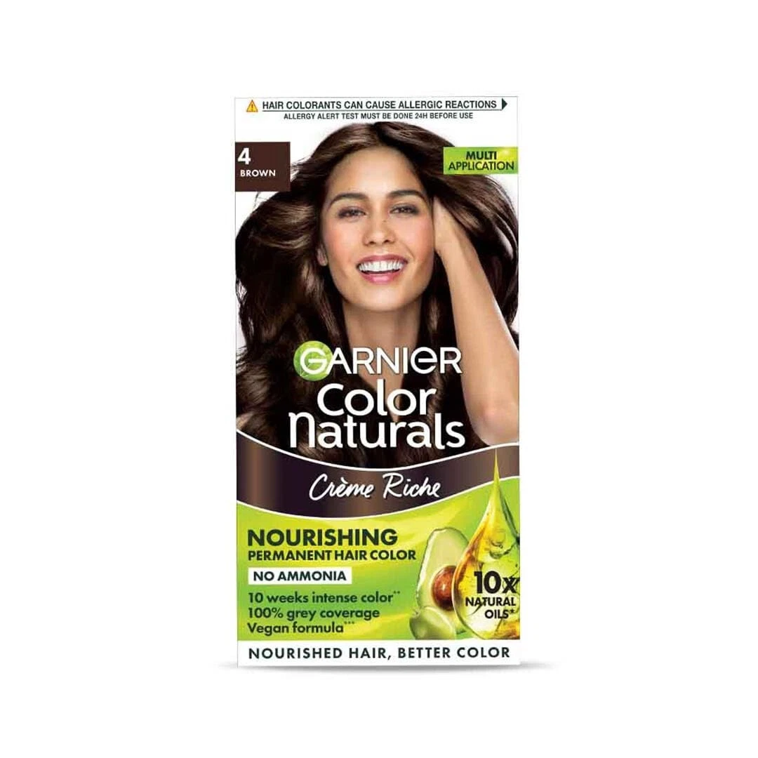 Garnier Color Naturals Crème Hair Color, Creme Rich, Shade 4 Brown, 70ml + 60g