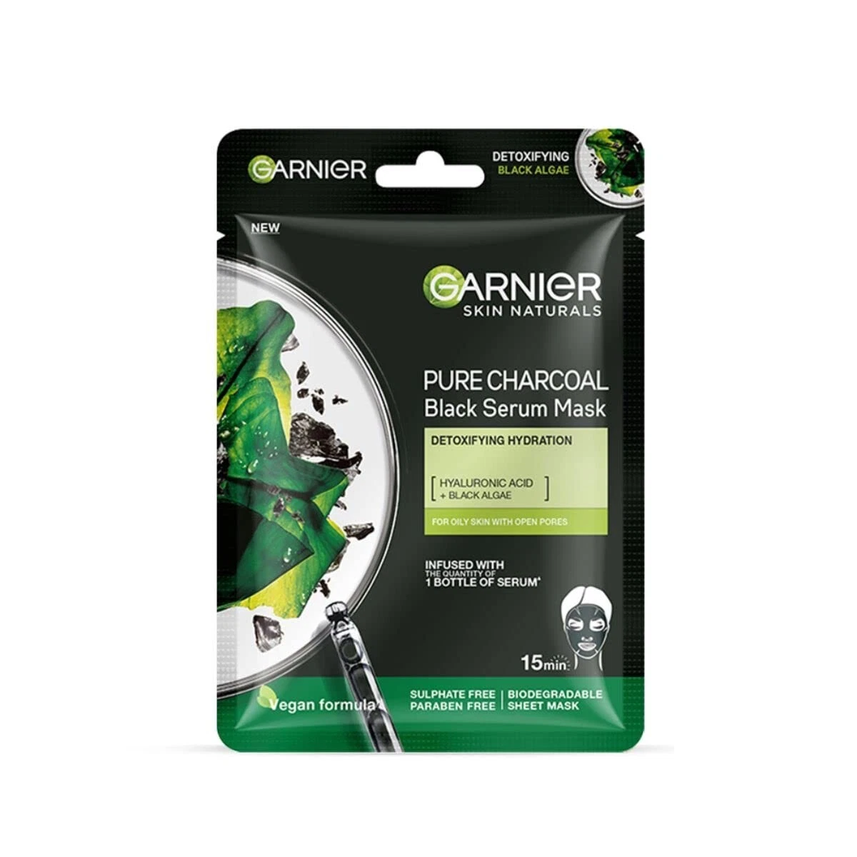 Garnier Skin Naturals Pure Charcoal Black Serum Face Mask For Hydrating Skin 28g