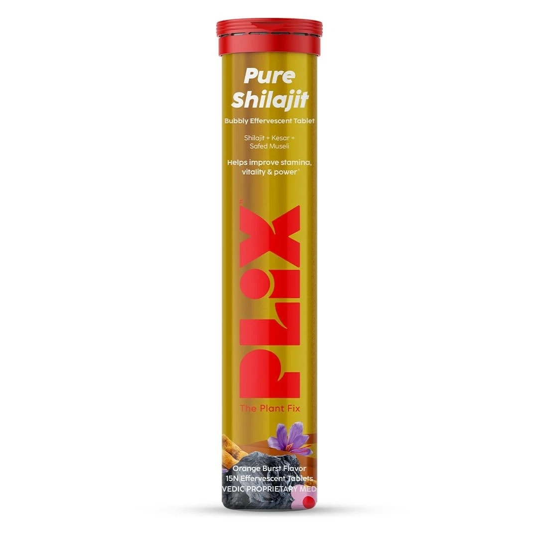 PLIX 500mg Shilajit Effervescent With Saffron & Safed Musli For Vitality 15 Tabs