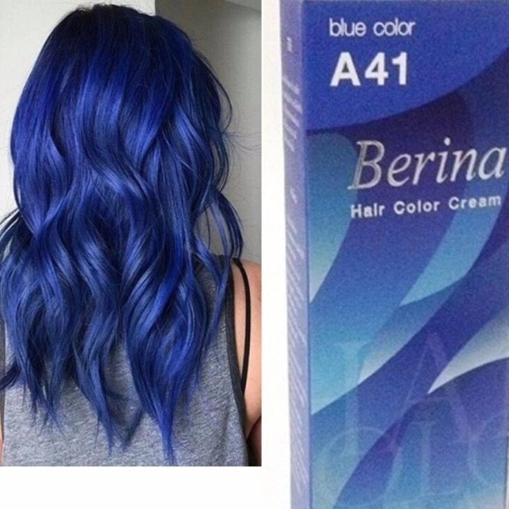 Berina A41 Blue Long Lasting Hair Color Cream Suitables for All Hair Types 60ml