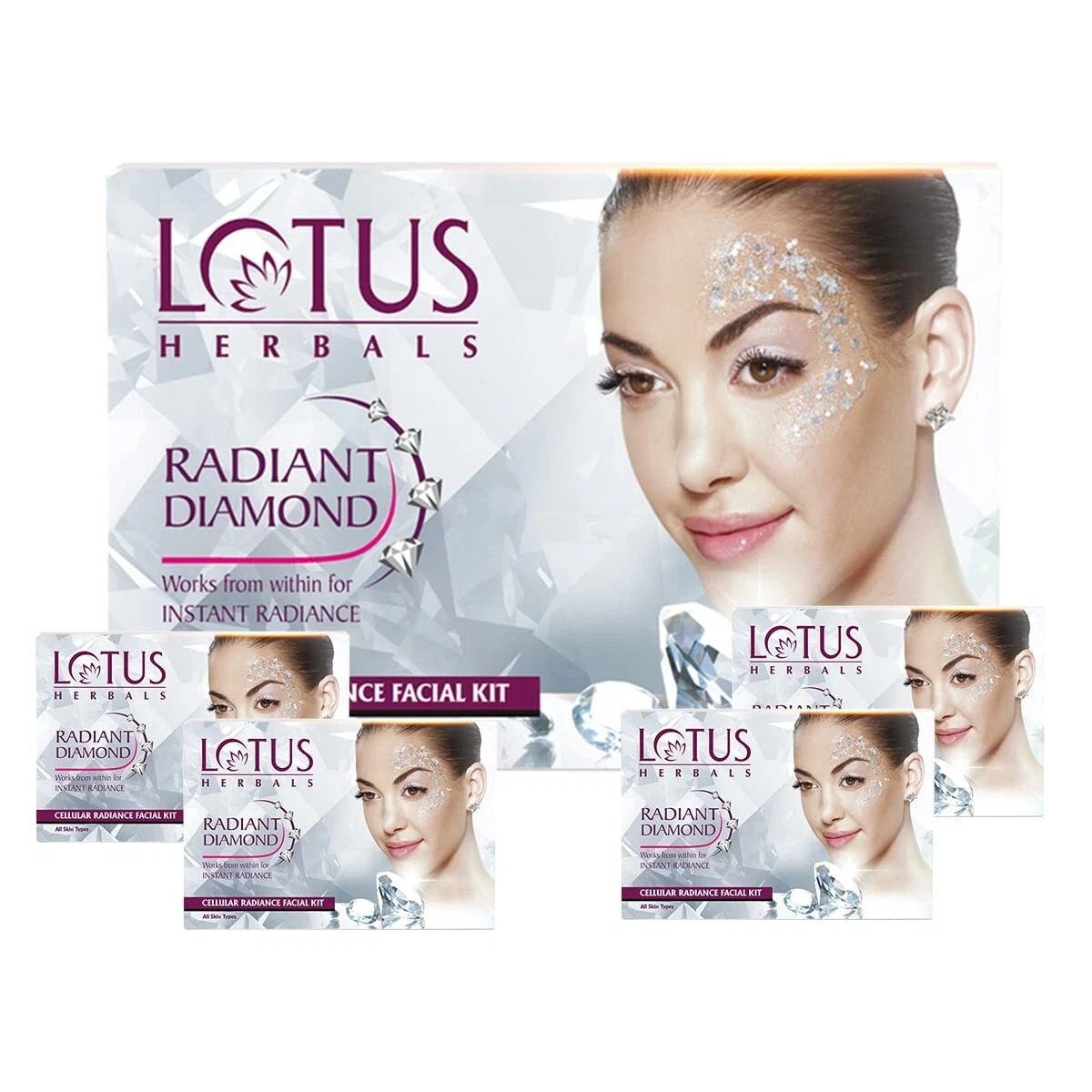 Lotus Herbals Radiant Diamond Cellular Radiance 4 In 1 Facial Kit 4x37g