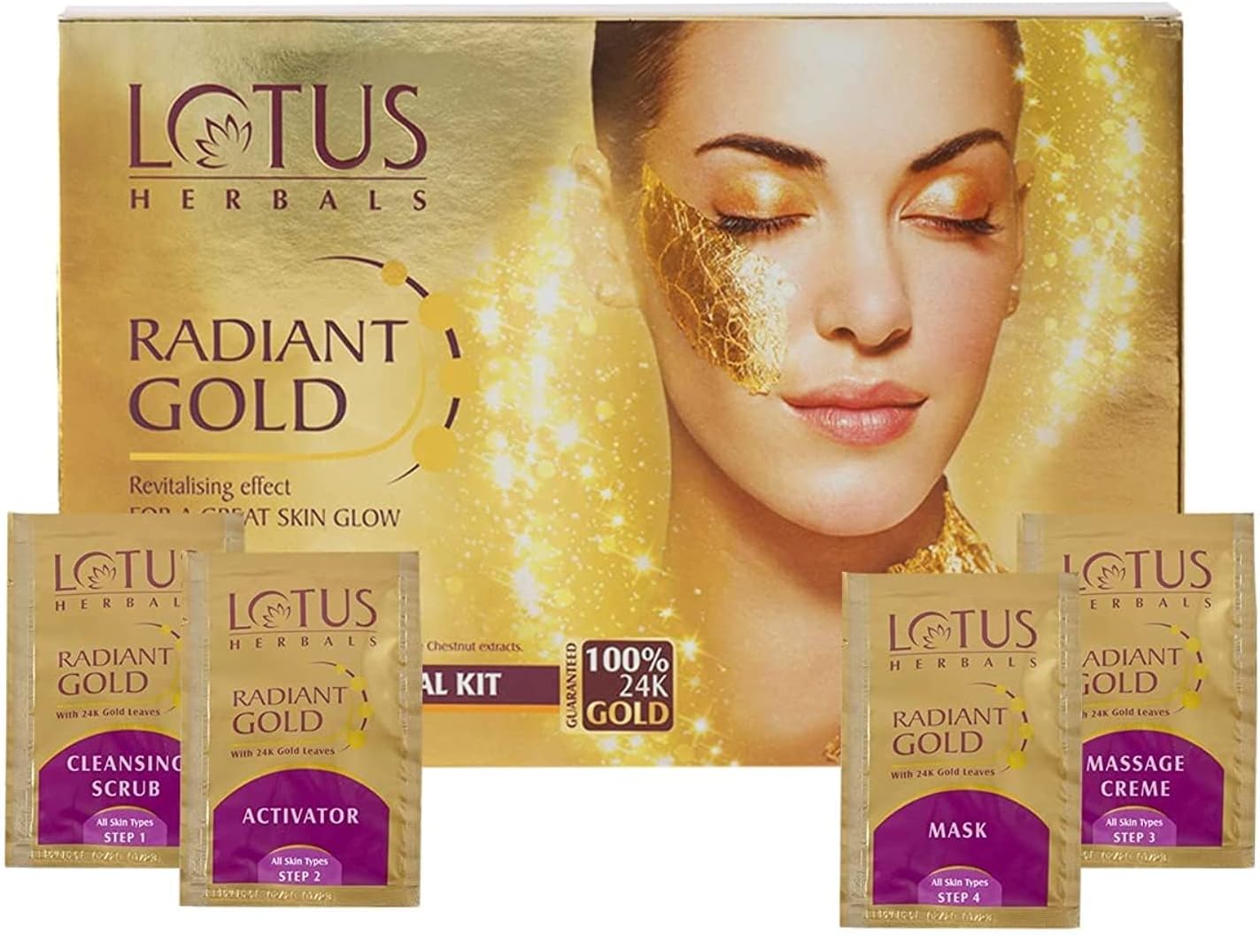 Lotus Herbals Radiant Gold Facial Kit For Instant Glow 170g