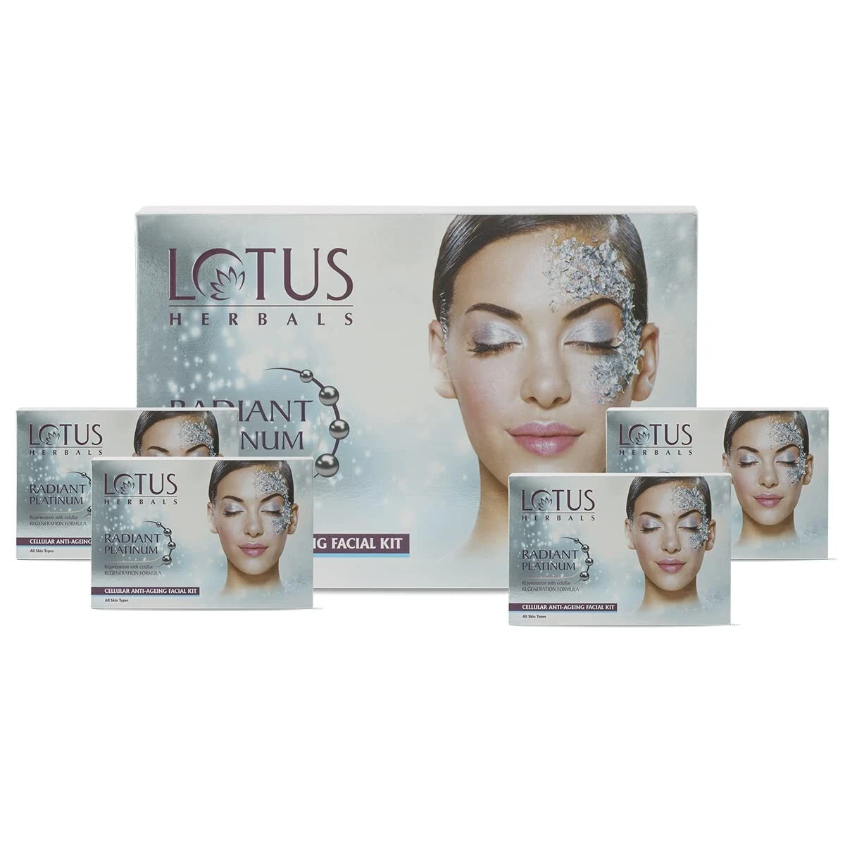 Lotus Herbals Radiant Platinum Cellular Anti-Ageing Facial Kit 4 in 1 Pack 200G