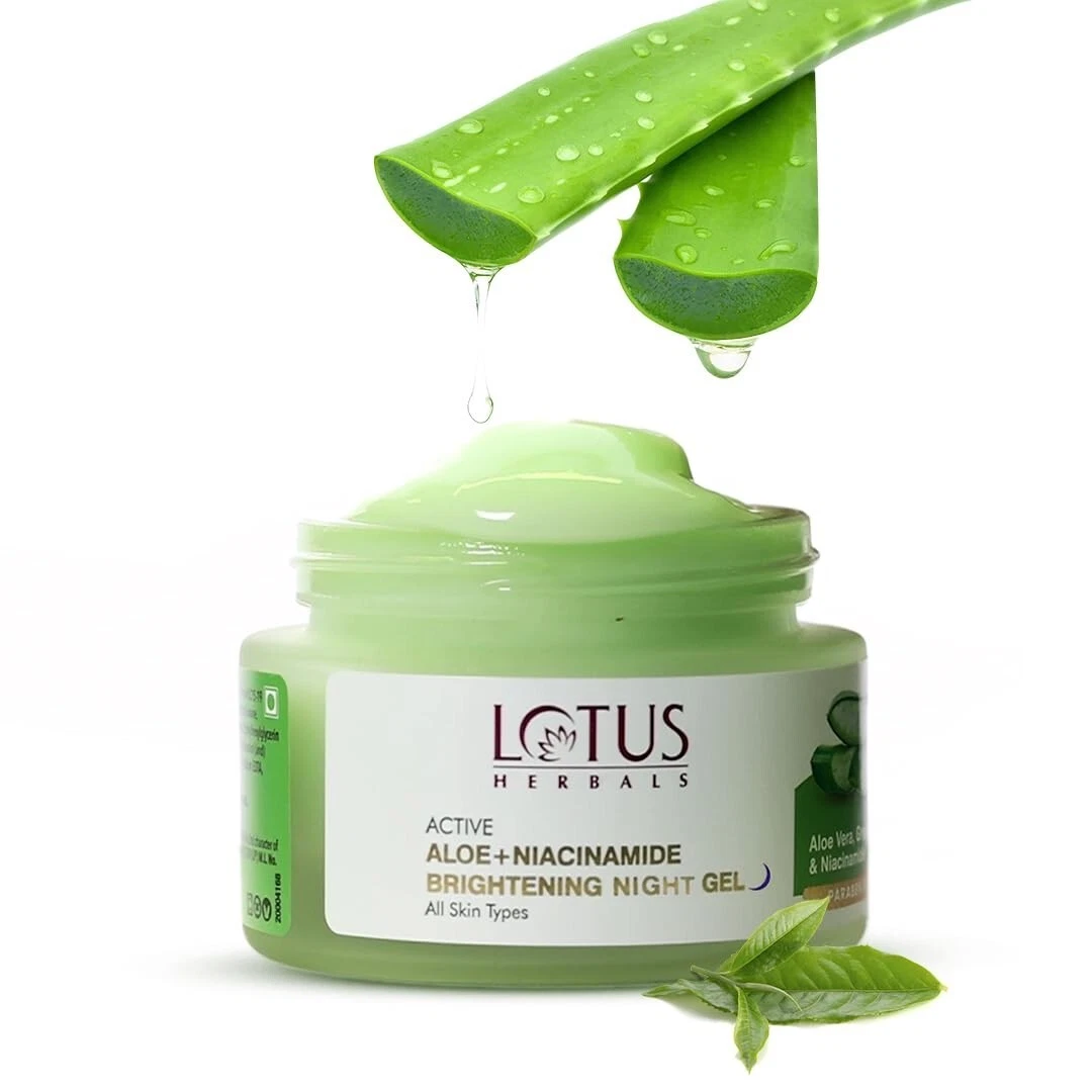 Lotus Herbals Active Aloe + Niacinamide Calm & Brighten Night Gel 50gm