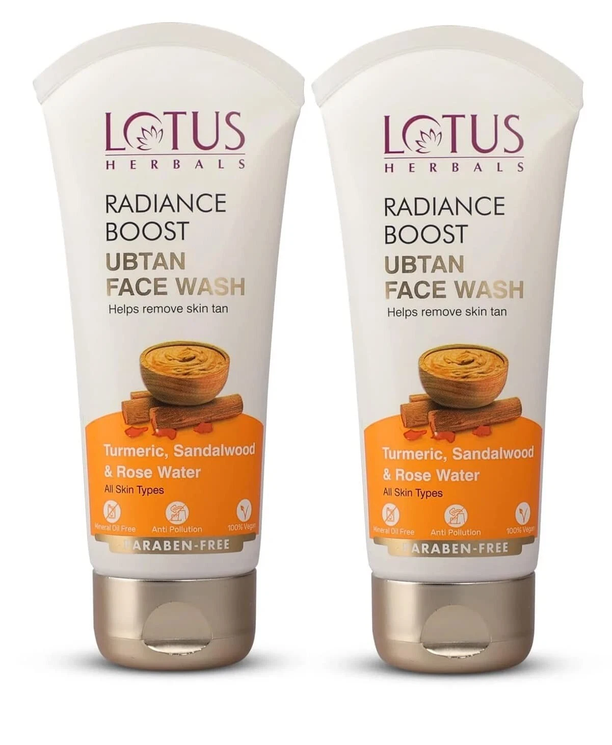 Lotus Herbals Radiance Boost Ubtan Face Wash Duo with Turmeric, Sandalwood 100g