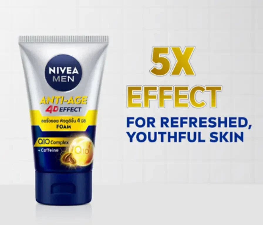 Nivea Men Anti Aging Q10 Wrinkle Repair Face Cleanser Foam 4D 10 in 1 100g