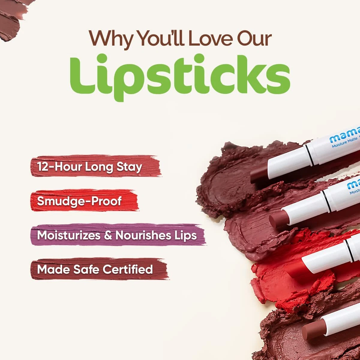 Mamaearth Moisture Matte Longstay Lipstick with Avocado Oil ( 17 Shades ) 2 Gram