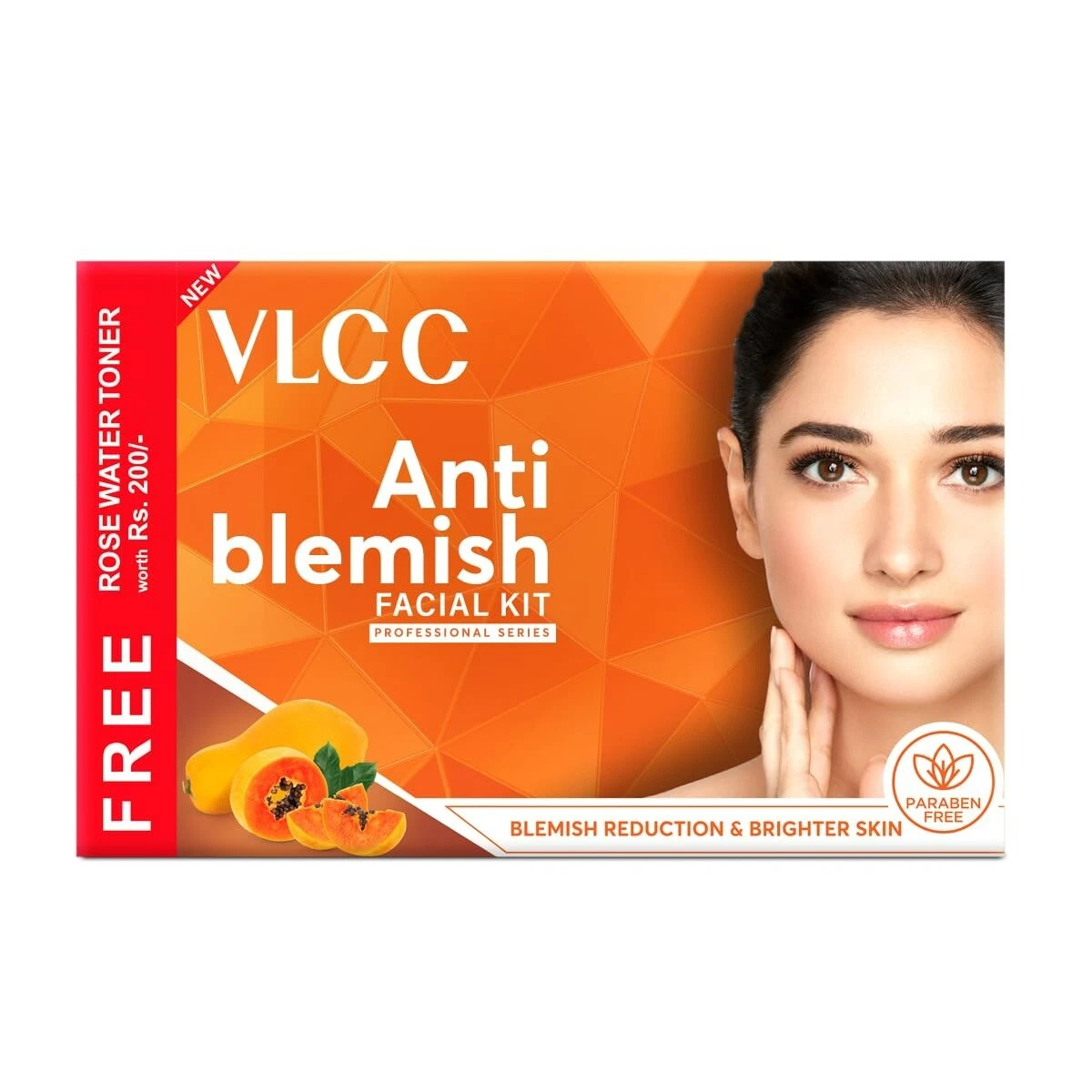 VLCC Papaya Fruit Facial Kit + FREE Rose Water Toner, 300 gm ( Salon Series )