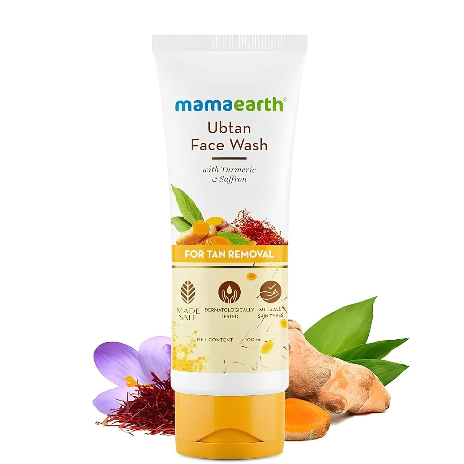Mamaearth Ubtan Natural Face Wash for Dry Skin with Turmeric & Saffron 100ml