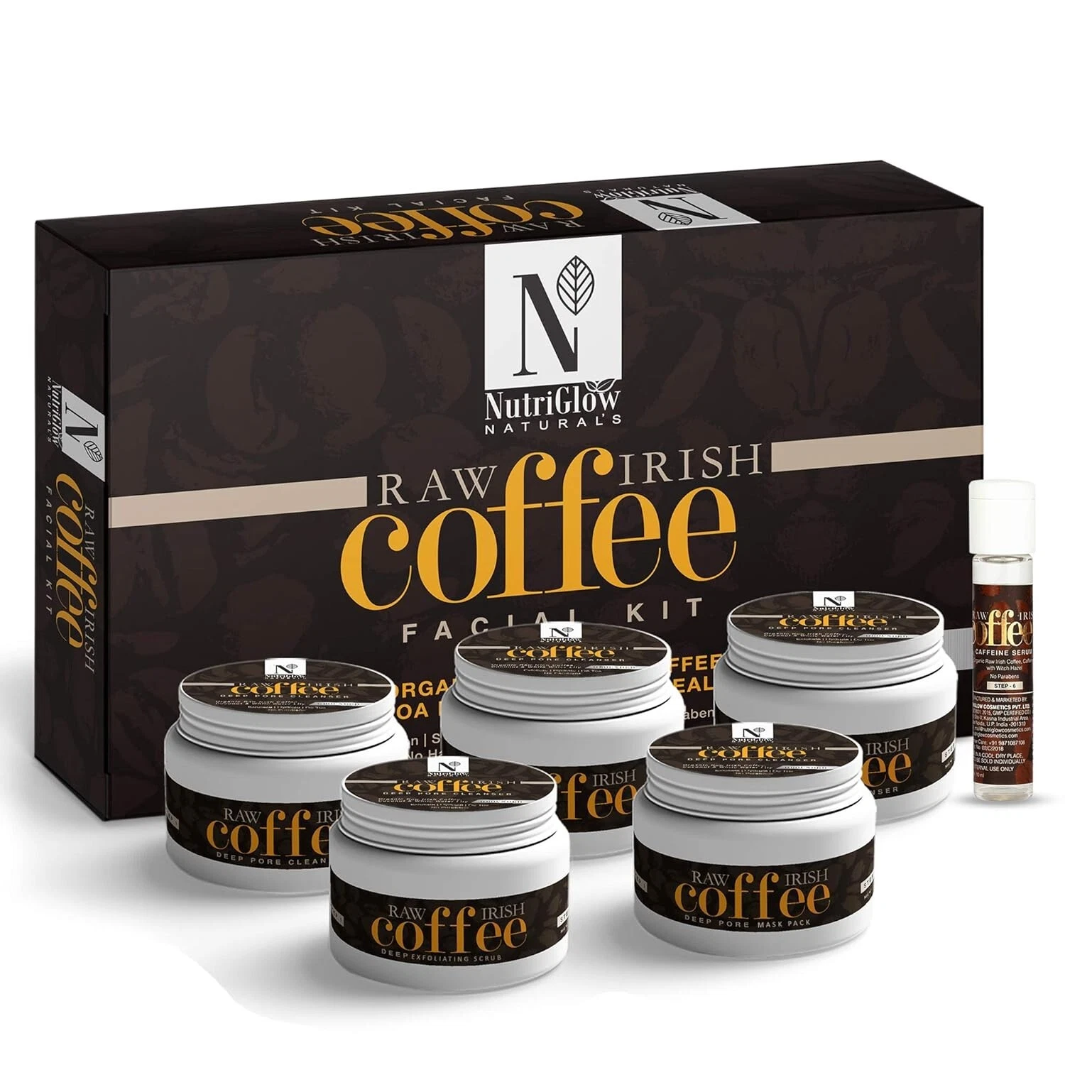 NutriGlow Natural’s Raw Irish Coffee Facial Kit with Grounded Coffee - 250g+10ml