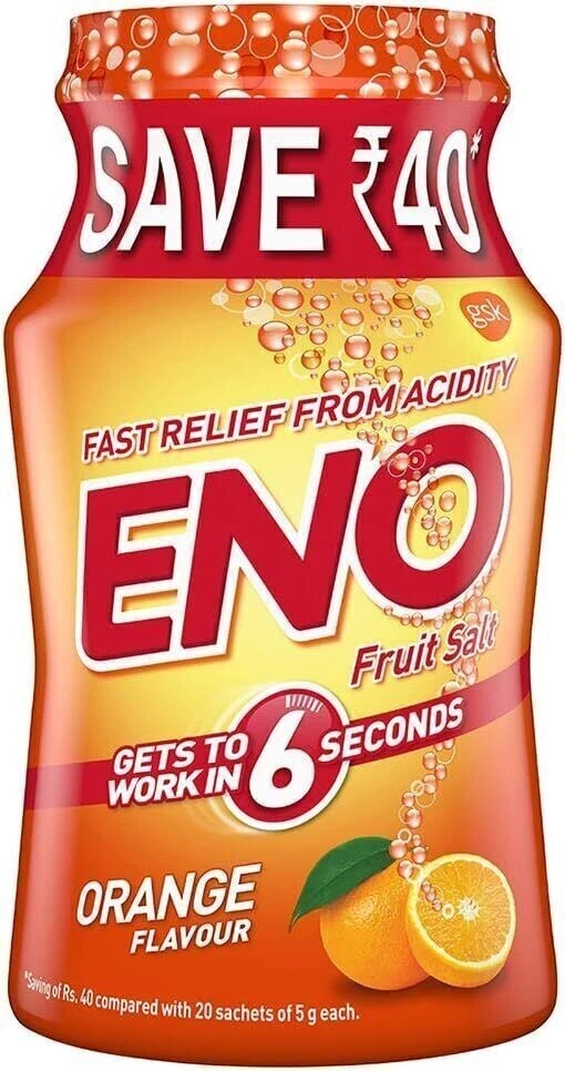 Eno Regular Digestive Antacid Fast Relief From Acidity Fruit Salt Orange - 100g