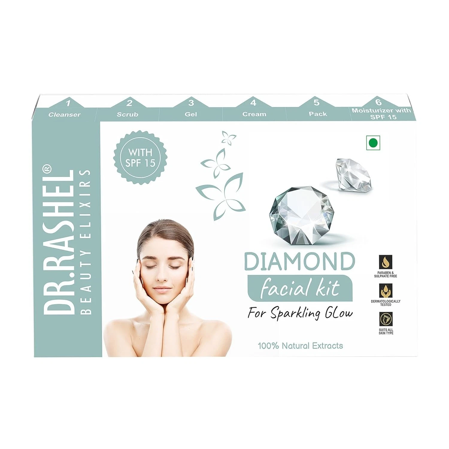 DR.RASHEL Diamond Facial Face Kit Pack of Cleanser,Scrub,Gel,Cream & Moisturizer
