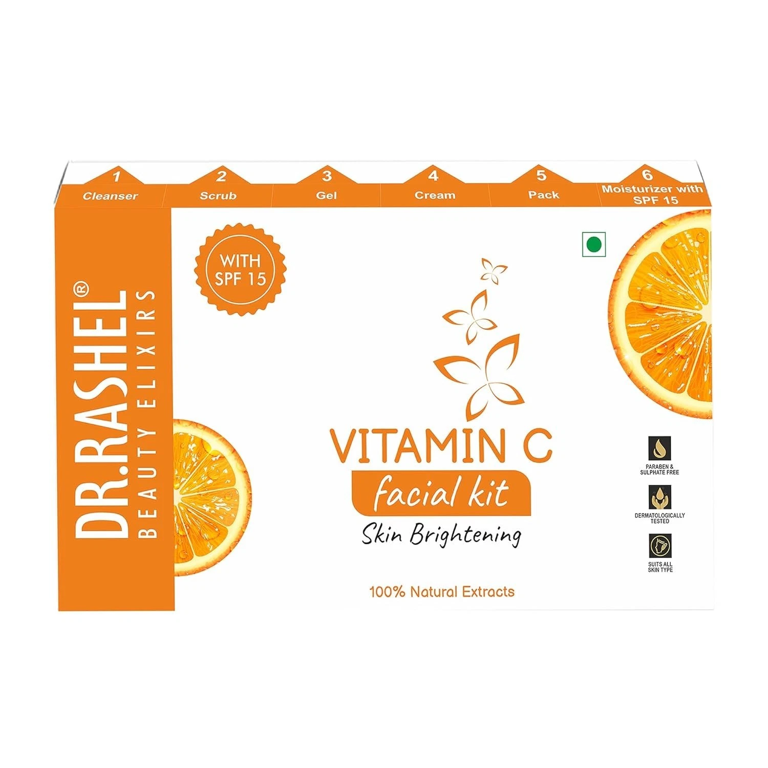 DR.RASHEL Vitamin C Facial Kit For Glowing Skin Parlour Like Shine at Home- 140g