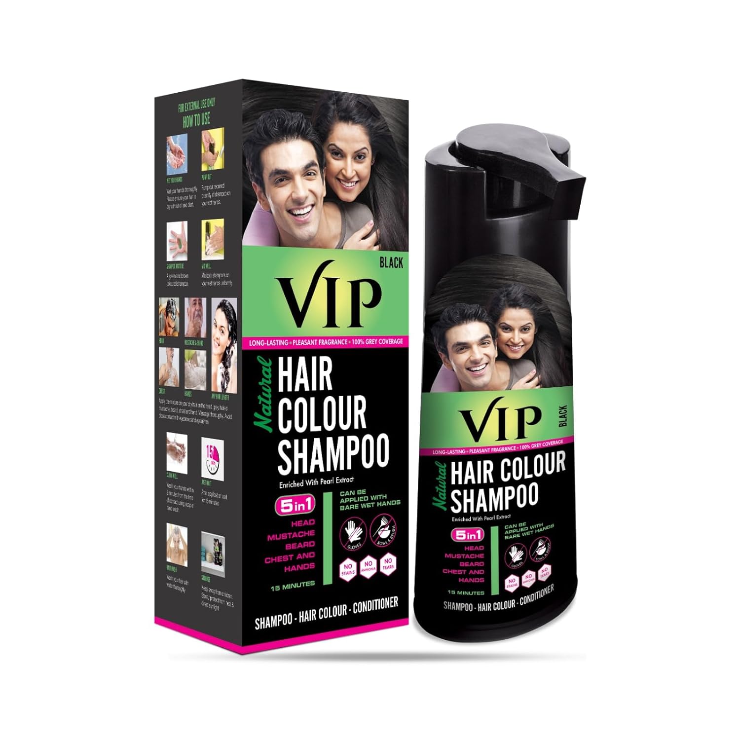 VIP Hair Colour Shampoo Black 180ml