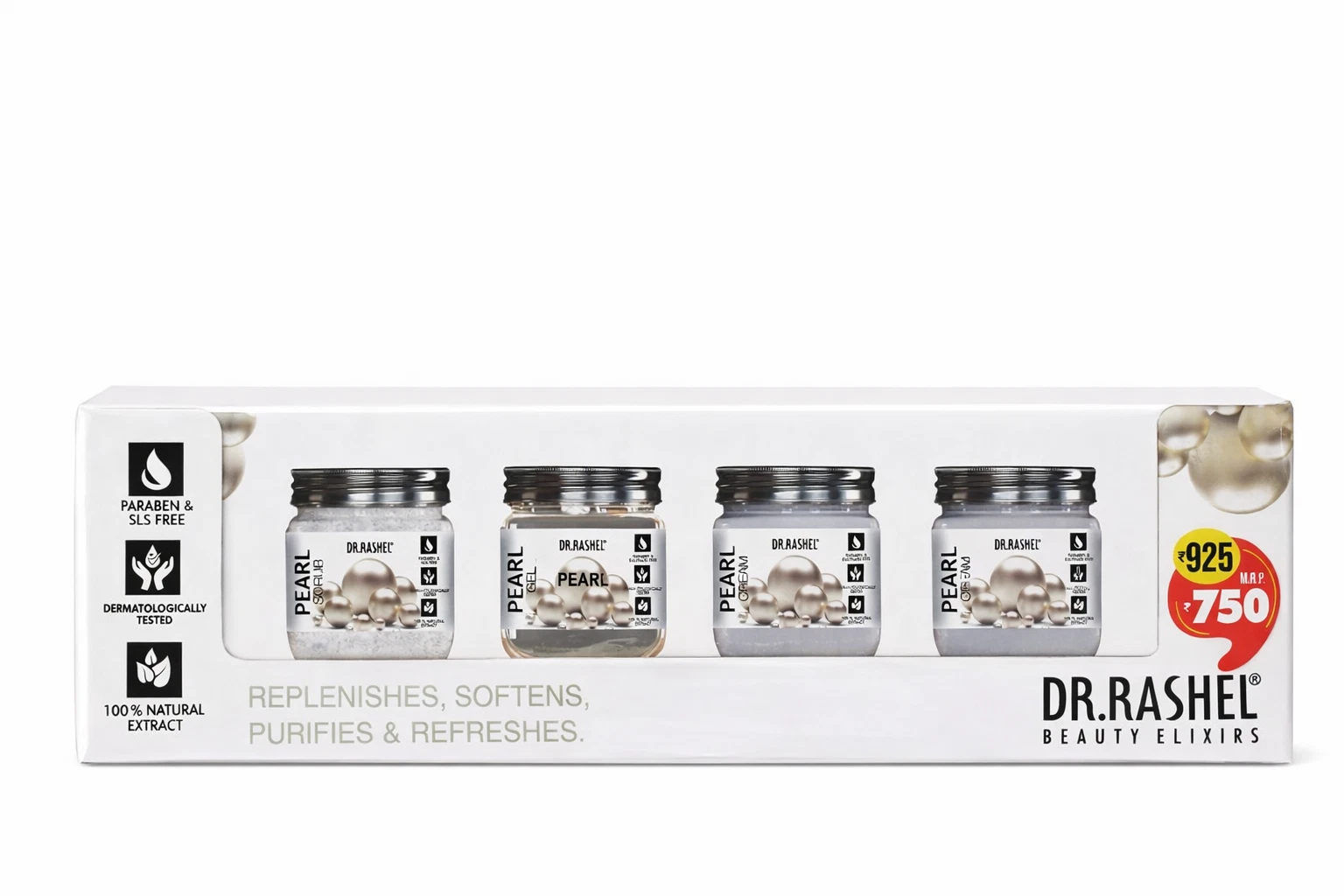 DR.RASHEL Pearl Facial Kit For Glowing Skin Parlour Like Shine at Home 1520g