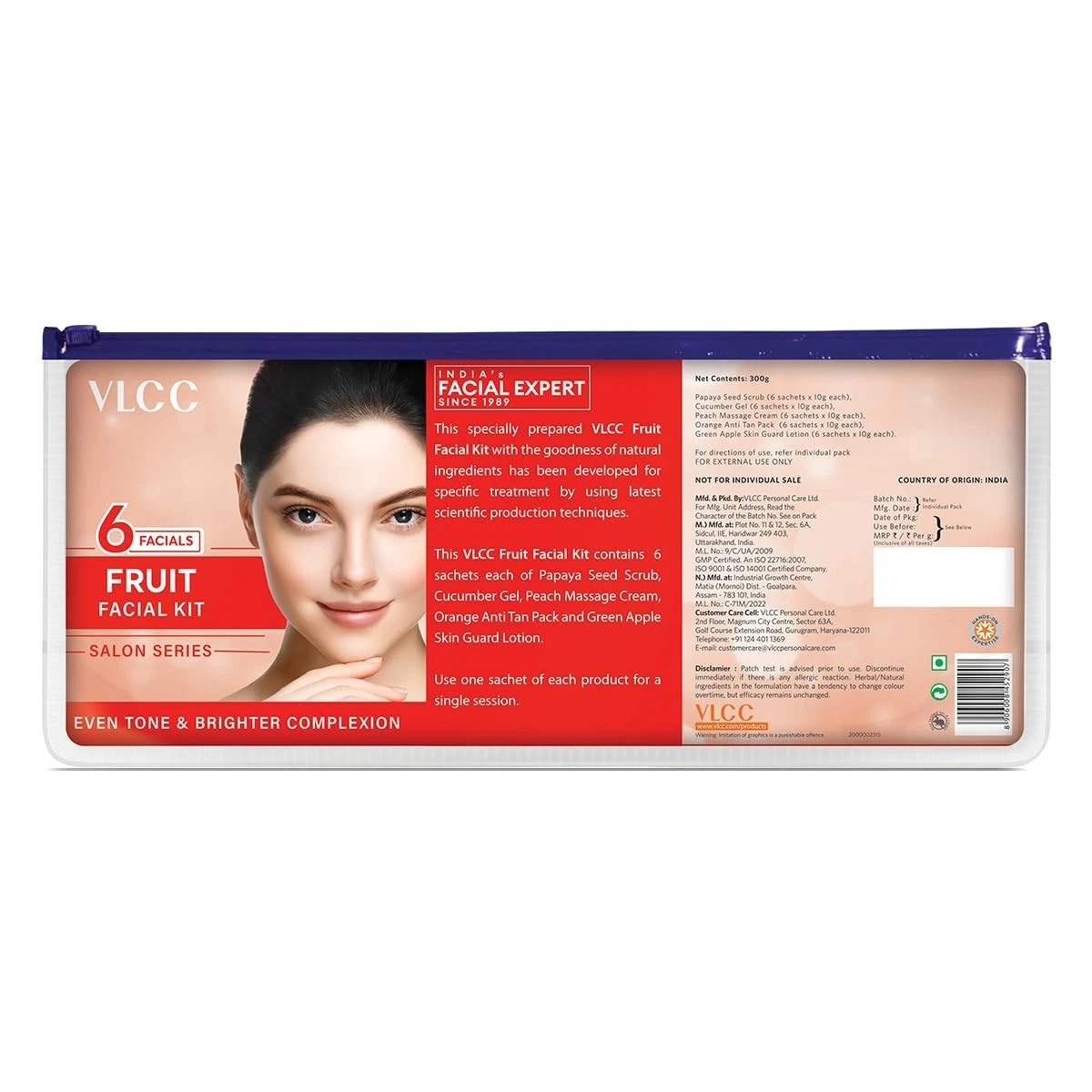 VLCC Salon Series Fruit Facial Kit 6 Facials For Tight and Light Skin Tone 300g