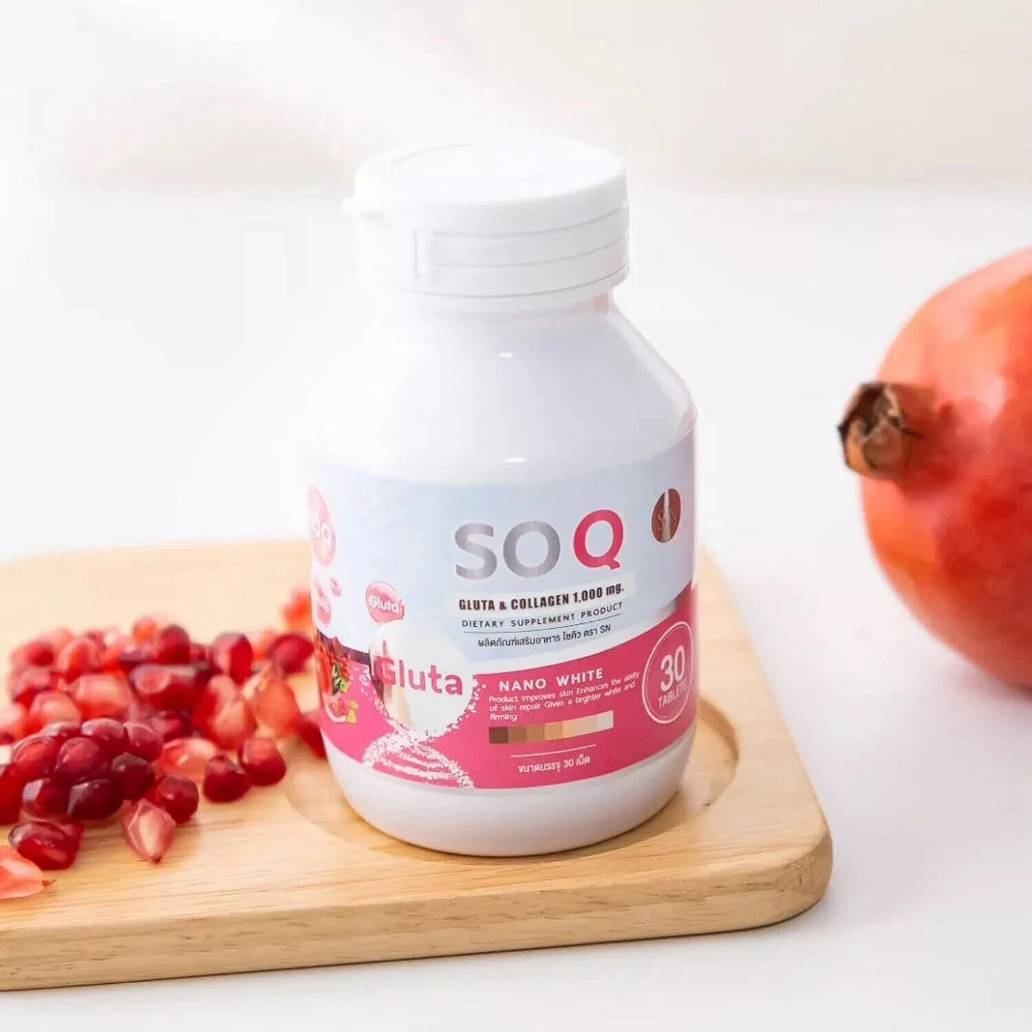 SOQ Gluta Collagen 1000mg Vitamin Supplements Reduces Freckle Dark Spots 30Caps