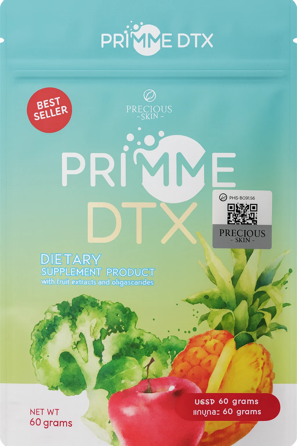 Precious Skin PRIMME DTX Detox Supplement Digestive Cleanse & Fiber 60g