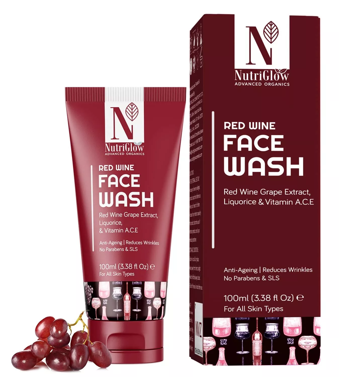 NUTRIGLOW Advanced Organics face wash, Anti-Ageing & Reduces Wrinkles 100ml