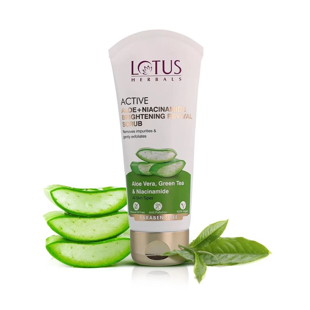 Lotus Herbals Active Aloe + Niacinamide Brightening Revival Scrub| Removes 100gm