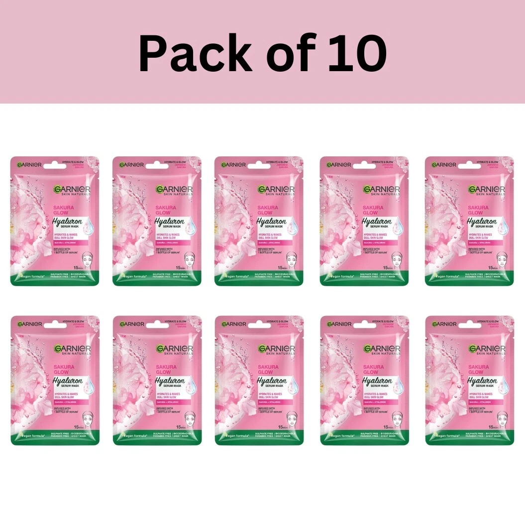 Garnier Skin Naturals Sakura White Face Serum Sheet Mask For Increases Glow 28g