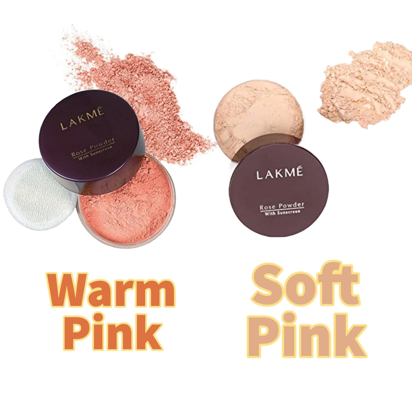 Lakme Rose Face Powder (Warm Pink and Soft Pink) Face Makeup for a Rosy Glow 40g