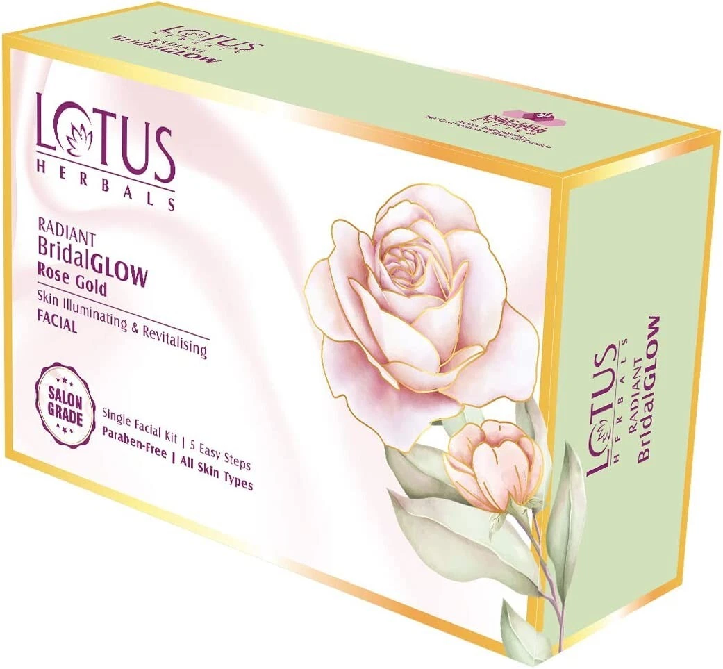 Lotus Herbals Radiant BridalGLOW Rose Gold Skin Illuminating Facial Kit 57g