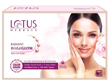 Lotus Herbals Radiant BridalGLOW Rose Gold Skin Illuminating Facial Kit 57g
