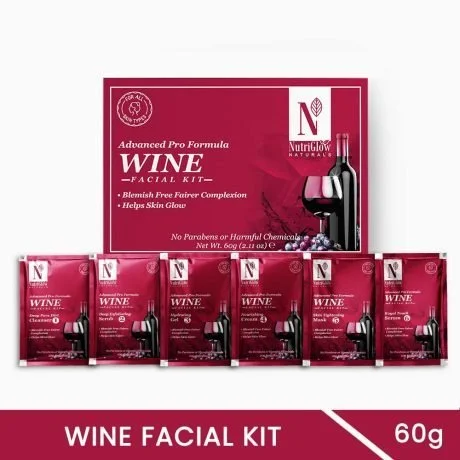 NUTRIGLOW NATURAL'S Advanced Pro Formula Wine Facial Kit For Glowing Skin 60gm